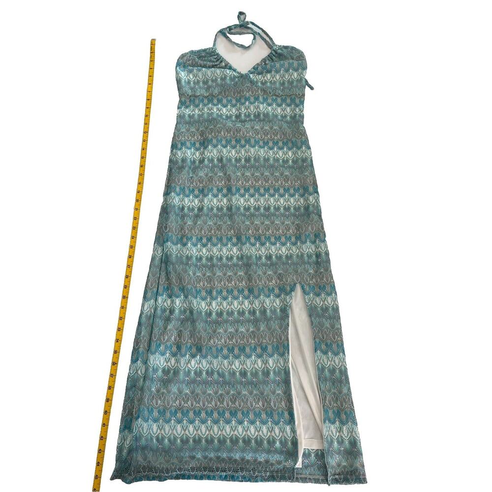 Wild Fable Women's Crochet Slip Halter Lace Cover Up Dress M Aqua Blue